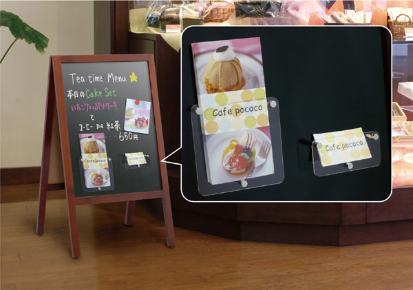 リーフレットなどをスマートに飾れる「アクリルディスプレイ」