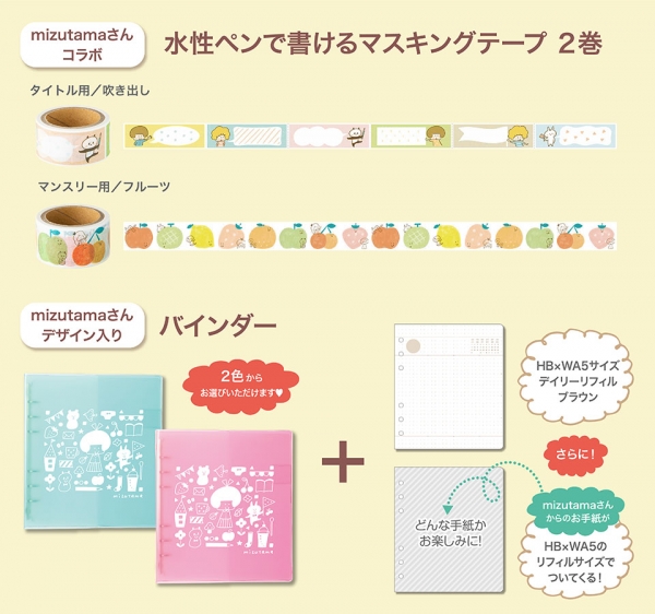 mizutamaさんコラボ！水性ペンで書けるマスキングテープ発売記念　限定セット