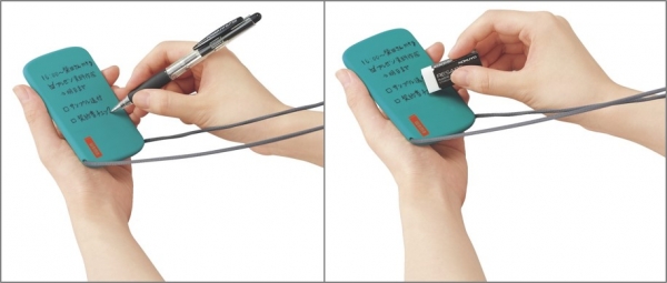 IDカードホルダーの裏面に書き消しできる