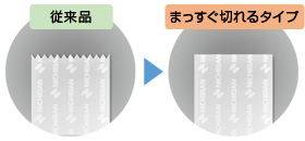 ◆リニューアルした点　・テープの切り口がまっすぐきれい