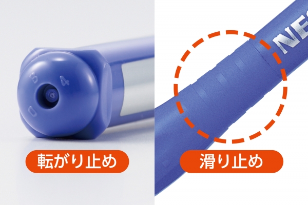 4．使いやすい「転がり＆滑り止め」付き
