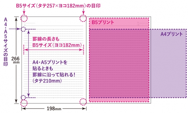 「キャンパスノート（プリント貼付用）」の特長