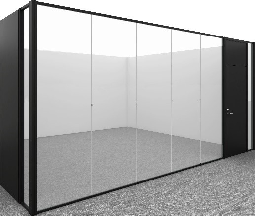 写真１(a) 開発品（連装ガラスパーティション）の設置例イメージ