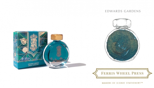 ＜EDWARDS GARDENS （エドワード・ガーデン）＞ バラや野の花、水辺の景色が美しいカナダのトロントにあるエドワード・ガーデンをイメージしたティールブルー（青緑色）。ゴールドのラメ入りで神秘的な光沢を楽しめます。