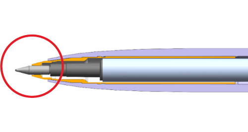  『uni-ball one(ユニボール ワン)』従来品の樹脂製ペン先