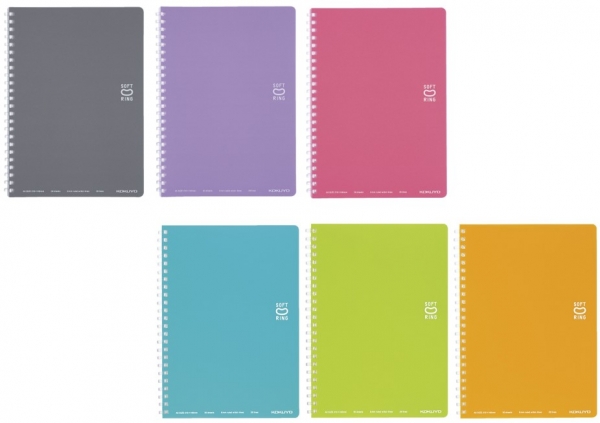 （上段・新色）左から、ダークグレー、紫、ライトピンク （下段・既存色）左から、ライトブルー、ライトグリーン、オレンジ