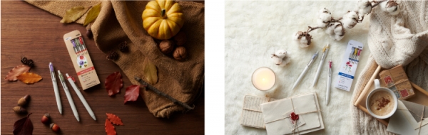 左：『uni-ball　one秋カラー』　　右：『uni-ball　one冬カラー』