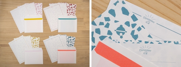 &amp;#8203;レターセット　2色展開（ターコイズ&times;ピンク、イエロー&times;ピンク）　￥418(税込）