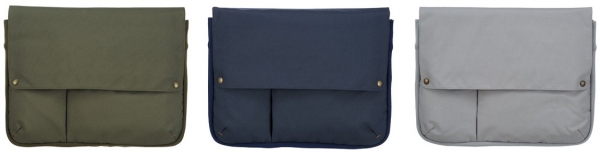 バッグインバッグ＜BIZRACK＞ヨコ型 （左）オリーブグリーン　（中）スモーキーネイビー （右）アッシュグレイ