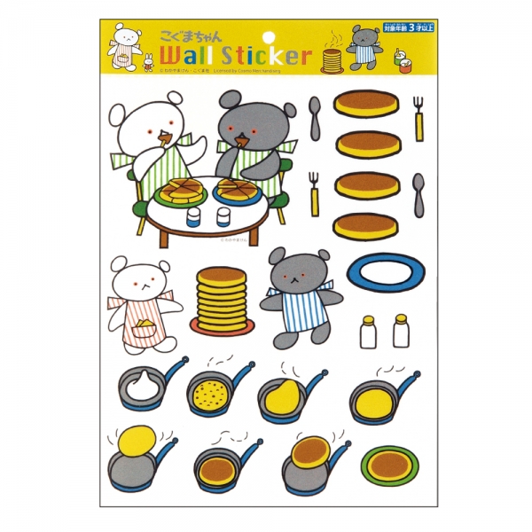 【ウォールステッカー】（ホットケーキ） お子さまと一緒に、お皿にホットケーキを重ねたり、のりものにみんなを乗せたり。 お話ししながら楽しく貼れます♪