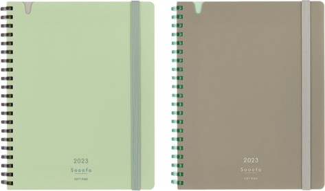Sooofa（スーファ）ダイアリー　ラインアップ（左から）グリーン、ウォームグレー