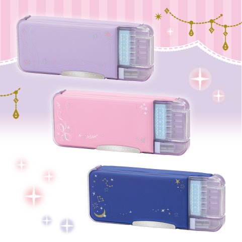 キラッと、ときめくかわいいデザイン♪リアナティアラシリーズ「リアナティアラうかサポ両面筆入　スリムタイプ　ひと目でえんぴつチェック」