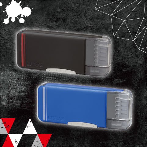 スポーティーな素材感にライン入りのクールなデザイン、ブレイブシリーズブレイブうかサポ両面筆入　スリムタイプ　ひと目でえんぴつチェック