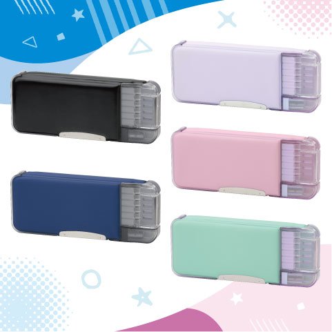 シンプルデザインの無地タイプ「うかサポ両面筆入　スリムタイプ　ひと目でえんぴつチェック」