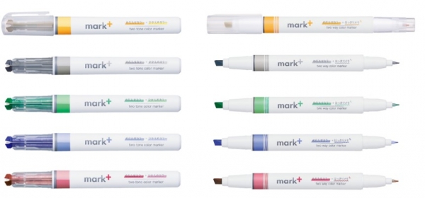 マークタス新色（上から）ゴールド、グレー、ライトグリーン、ネイビー、レッド　