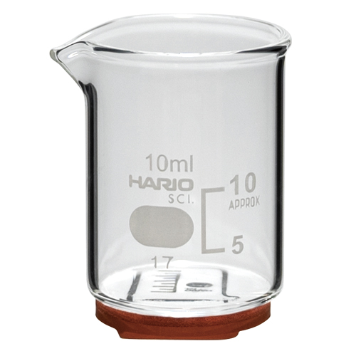 ビーカーの実験スタンプ ・サイズ：幅33・奥30・高さ44(mm) ・材質：耐熱ガラス・ゴム ・価格：1,650円（税込）