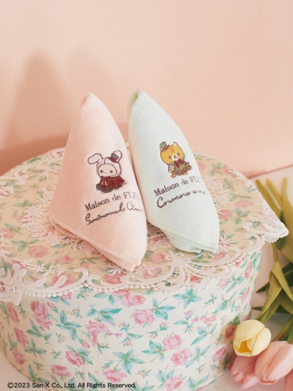■刺繍タオルハンカチ カラー：Pink/Mint 価格：\1,870
