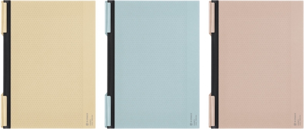 「クリップノート＜BIZRACK＞」新カラー （左から）サンドベージュ、レイクブルー、スモークコーラル
