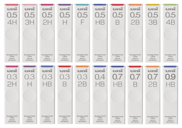 シャープ替芯『uni（ユニ）』　20種類：参考価格220円（税抜200円）