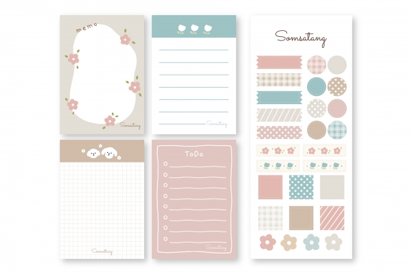 ▲Somsatangオリジナルデザインのメモ、シール