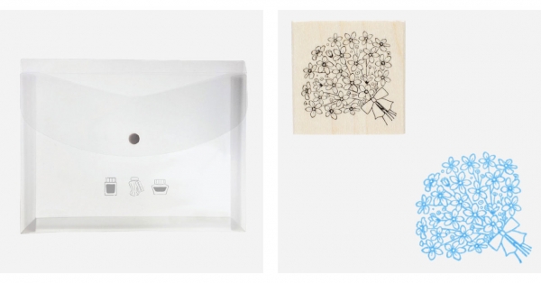 左：ポケット付きエンベロープ、右：スタンプ ブルースター