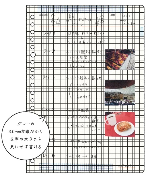 毎日を記録して楽しめるライフログ「ノート」　  ② 3.0mm Squared Log〈方眼ログ3.0㎜〉