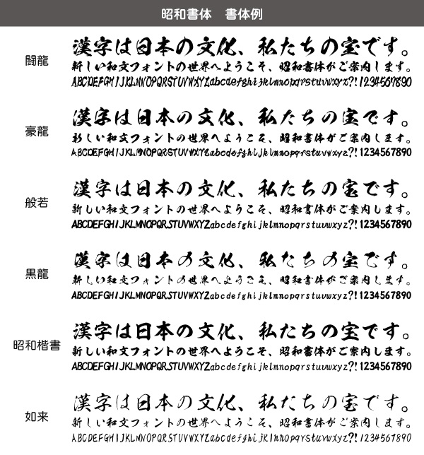 ●書体見本（一部）