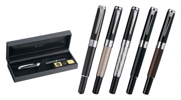 くれ竹万年毛筆 スターリーナイト ＜撰＞　(ブラック、シャンパンゴールド、ラインシルバー、 本革 黒、本革 茶)