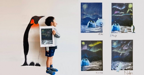 （2）10のアートテクニックでペンギンのいる南極を描こう！｜AMO自由工作研究所