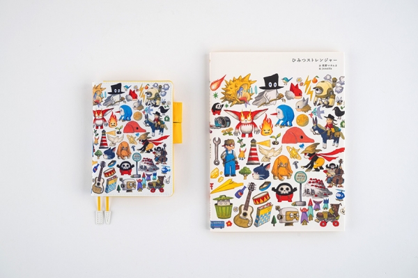 左）ほぼ日手帳 手帳カバー オリジナルサイズ（A6）「草野マサムネ X junaida / ひみつストレンジャー」/ 右）書籍『ひみつストレンジャー』