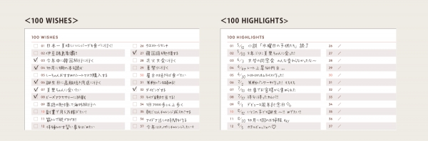 3）年始と年末に楽しみが生まれる「100 WISHES」と「100 HIGHLIGHTS」