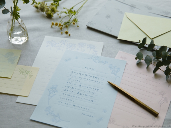花色に想いをのせるペーパーアイテム オリジナル抄造の色和紙を使った「花色和紙」シリーズ 『花色和紙で作ったレターセット』『花色和紙で作った一筆箋 封筒付』『花色和紙で作ったのし袋』新発売