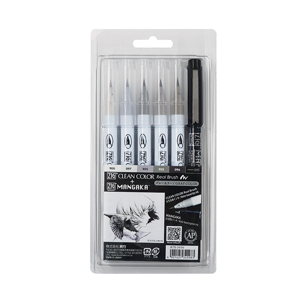 ZIG CLEAN COLOR Real Brush＋MANGAKA／ 6本セット