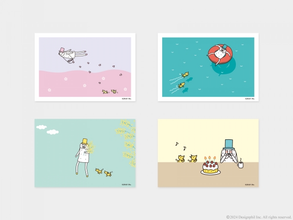 『ポストカードブック』から季節を感じる 4 枚を厳選 『ポストカード』（桜柄/プール柄/ミモザ柄/バースデー柄）