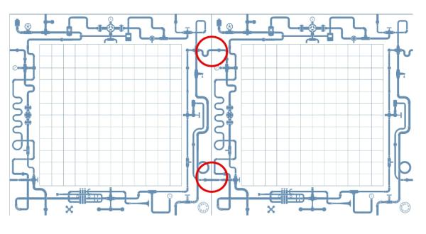 紙の端でデザ インが切れている導管は紙を並べると、接続するようになっています
